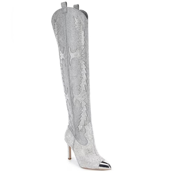 Gianni Bini Silver Over-the-Knee Boots w/ Stiletto Heel BRAND NEW Sz 7 & 5.5. 🥶🪩 - Picture 16 of 16